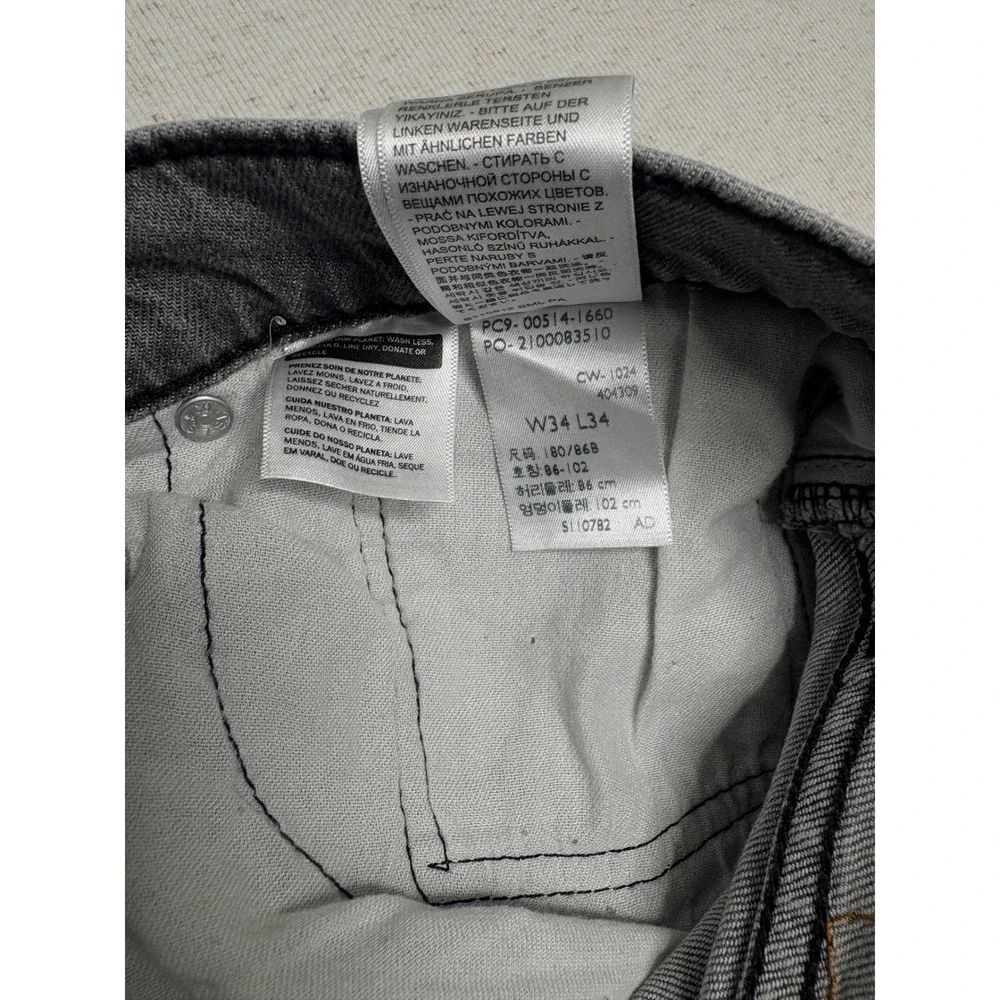 Levis 514 Straight Fit Mens Grey Stretch Jeans 34x34 00514-1660